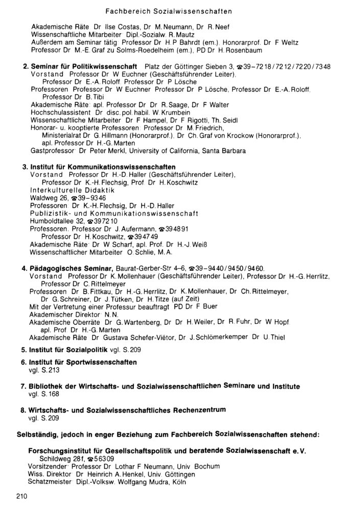 Baurat-Gerber-Str. 4-6 ist Sitz des Pädagogischen Seminars. Quelle: Vorlesungsverzeichnis Sommersemester 1990 der Georg-August-Universität Göttingen, S. 210.